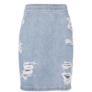 IRO distressed ripped denim jean pencil skirt